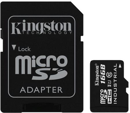 Kingston Industrial Micro SDHC 16GB Class 10 UHS-I + SD adaptér; SDCIT/16GB