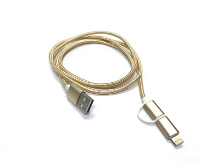 Crono kabel propojovací USB 2.0/ micro USB + Lightning, 1m, zlatý; CRUSB/ML