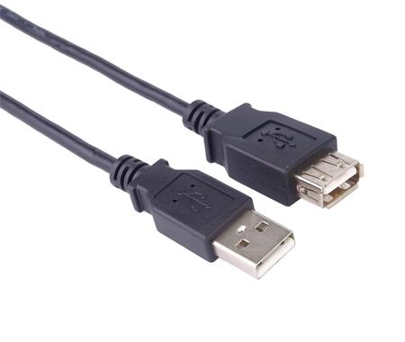 PremiumCord USB 2.0 kabel prodlužovací, A-A, 2m černá; kupaa2bk