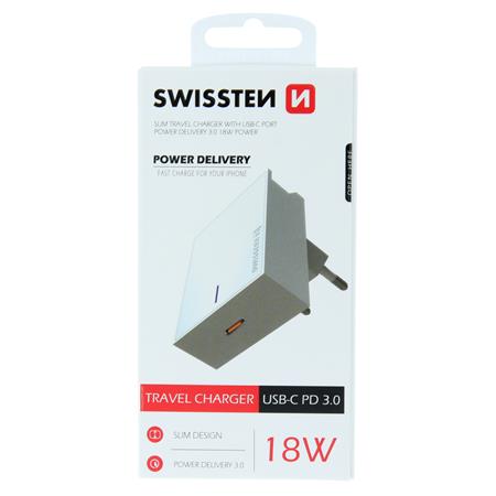 Swissten síťový adaptér pd3.0 18w bílý; 22049100