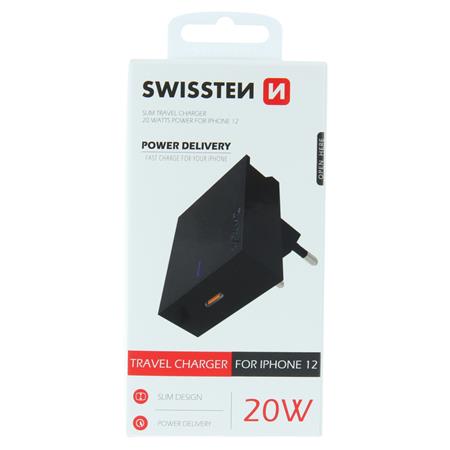 Swissten síťový adaptér power delivery 20W for iPhone 12 černý; 22050500