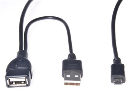 PremiumCord USB redukce kabel USB A/female+USB A/male - Micro USB/male OTG; kur-21