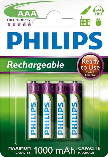 Philips dobíjecí baterie AAA 1000mAh, NiMH - 4ks; R03B4RTU10/10