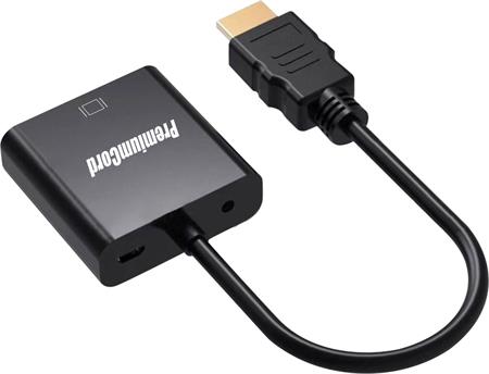 PremiumCord Převodník HDMI na VGA se zvukem 3,5mm stereo jack - černý; khcon-54