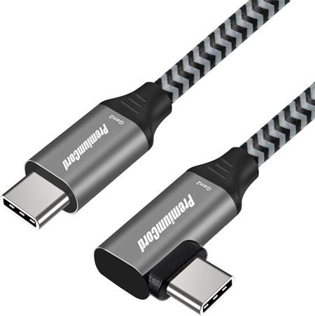 PremiumCord USB-C zahnutý kabel ( USB 3.2 GEN 2, 3A, 60W, 20Gbit/s ) 0,5m hliníkové krytky konektorů, bavlněný oplet; ku31cu05