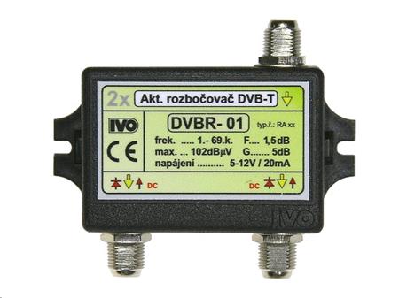 IVO DVBR-01 aktivní rozbočovač 2x výstup"F" 5dB zisk