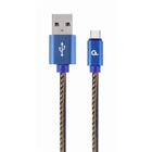 Kabel CABLEXPERT USB 2.0 AM na Type-C kabel (AM/CM), 1m, opletený, jeans, blister, PREMIUM QUALITY