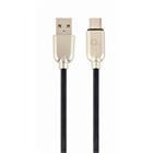 Kabel CABLEXPERT USB 2.0 AM na Type-C kabel (AM/CM), 1m, pogumovaný, černý, blister, PREMIUM QUALITY