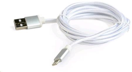 Kabel CABLEXPERT USB 2.0 Lightning (IP5 a vyšší) nabíjecí a synchronizační kabel, opletený, 1.8m, stříbrný, blister