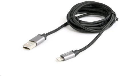 Kabel CABLEXPERT USB 2.0 Lightning (IP5 a vyšší) nabíjecí a synchronizační kabel, opletený, 1m, černý, blister