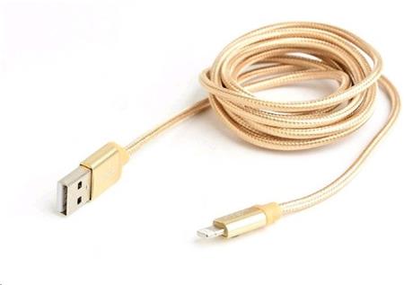 Kabel CABLEXPERT USB 2.0 Lightning (IP5 a vyšší) nabíjecí a synchronizační kabel, opletený, 1m, zlatý, blister