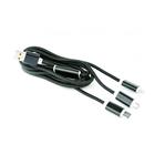 Kabel CABLEXPERT USB A Male/Micro B + Type-C + Lightning, 1m, opletený, černý, blister