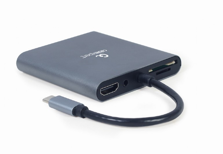 Kabel CABLEXPERT USB-C 6-in-1 multi-port adapter (Hub3.1 + HDMI + VGA + PD + čtečka karet + stereo audio)