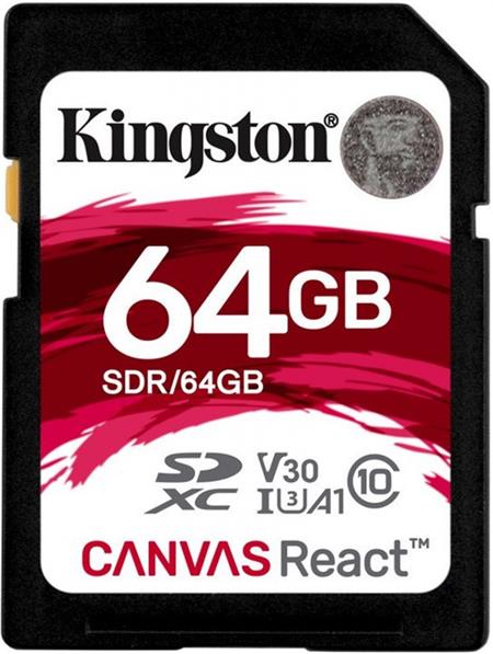 Kingston 64GB SecureDigital Canvas React (SDXC) Card