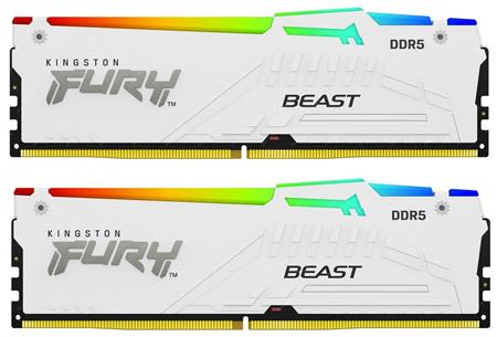 Kingston DIMM DDR5 (Kit of 2) FURY Beast White RGB XMP 32GB 6000MT/s CL40
