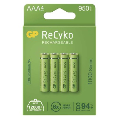 Nabíjecí baterie GP ReCyko 1000 AAA (HR03) 4 ks v blistru