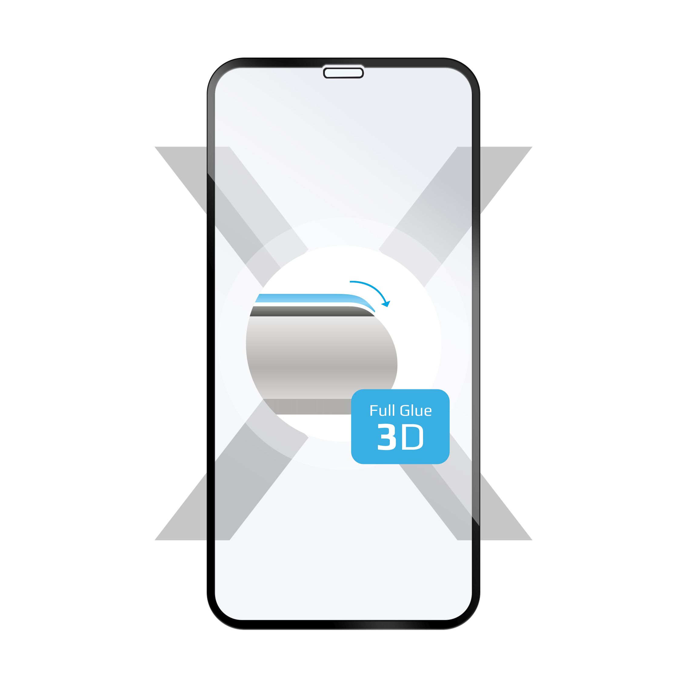 Ochranné tvrzené sklo FIXED 3D Full-Cover pro Apple iPhone X/XS, s lepením přes celý displej, dustproof, černé, 0.33 mm