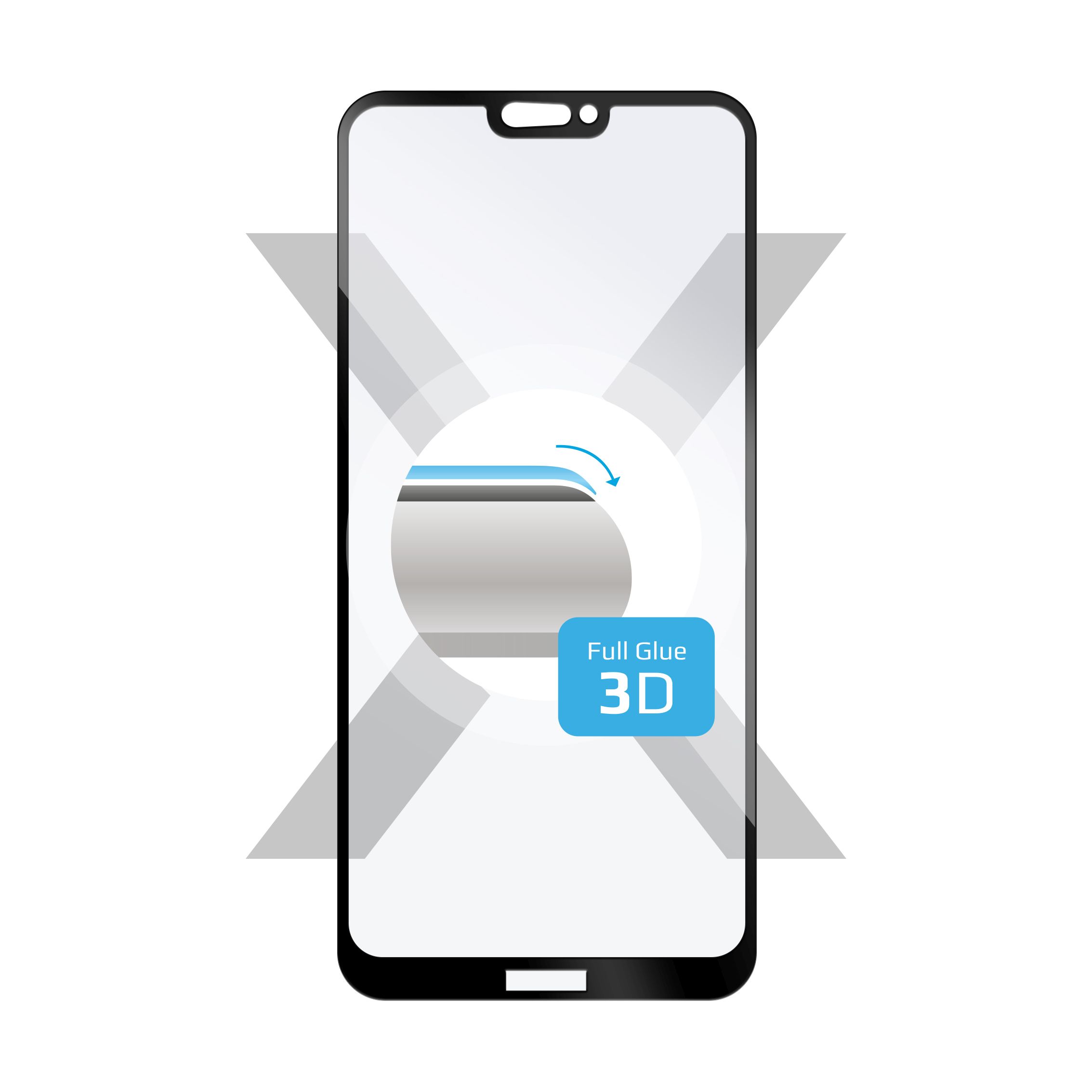 Ochranné tvrzené sklo FIXED 3D Full-Cover pro Huawei P20 Lite, s lepením přes celý displej, černé