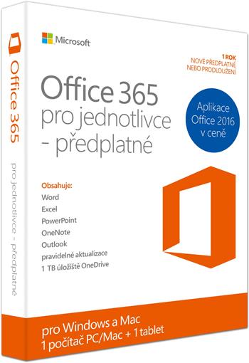 Office 365 Personal 32-bit/ x64 Czech - předplatné na 1 rok