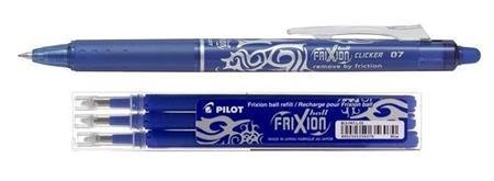 Pilot Roller FriXion Clicker 0.7/0.35mm modré - pack 1ks + 3ks náplně