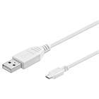 PremiumCord Kabel micro USB 2.0, A-B 0,5m, bílá