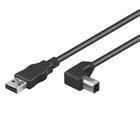 PremiumCord Kabel USB 2.0, A-B, 5m se zahnutým USB-B konektorem 90°