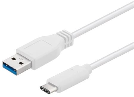 PremiumCord Kabel USB 3.1 konektor C/male - USB 3.0 A/male, bílý, 2m