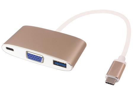 PremiumCord Převodník USB3.1 na VGA + USB3.0 + PD ( USB Power Delivery )