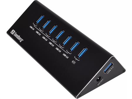 Sandberg USB 3.0 HUB, porty 6+1, černý