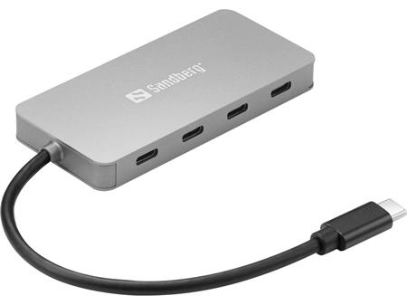 Sandberg USB-C HUB, porty 4x USB-C 3.0, stříbrný