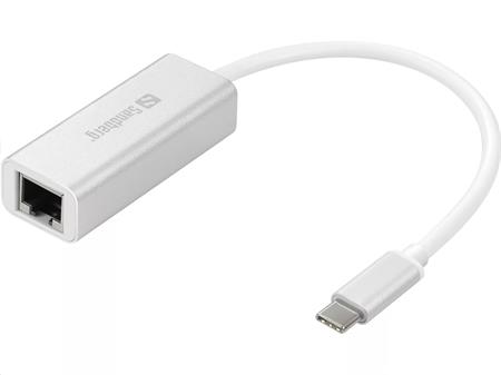 Sandberg USB-C konvertor, pro síťové připojení, stříbrný