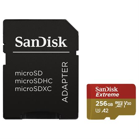 SanDisk Extreme micro SDXC 256 GB 160 MB/s A2 C10 V30 UHS-I U3, adapter NÁHRADA ZA 173484