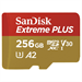 SanDisk Extreme Plus micro SDXC 256 GB 170 MB/s A2 C10 V30 UHS-I U3, adapter