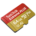 SanDisk Extreme Plus micro SDXC 64 GB 170 MB/s A2 C10 V30 UHS-I U3, adapter