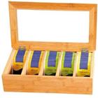 SCANPART - KESPER čajový box s plastovým oknem. Materiál: Bambusové dřevo. 5 přihrádek. 36 x 20 x 9 cm