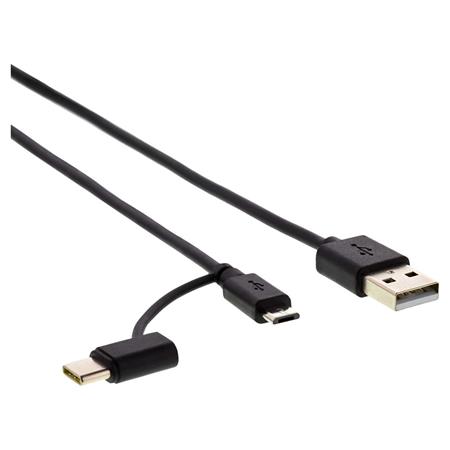 SENCOR USB 2.0 kabel, USB A konektor - USB Micro B / USB C konektor, černý