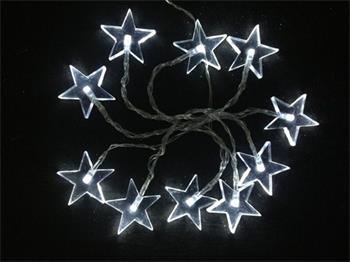 Solight LED vánoční řetěz, hvězdy, 1m, 10x LED, 2x AA, bílé světlo