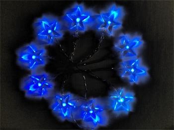 Solight LED vánoční řetěz, hvězdy, 1m, 10x LED, 2x AA, modré světlo