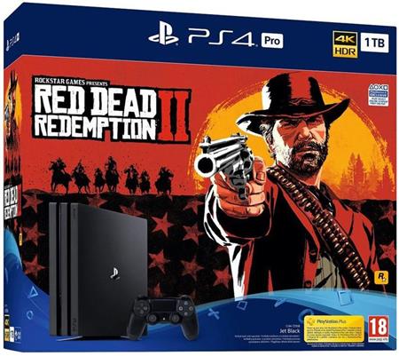 Sony Playstation 4 Pro 1TB Black + Red Dead Redemption 2 (PS4)