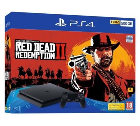 Sony Playstation 4 Slim 500GB Black + Red Dead Redemption 2 (PS4)