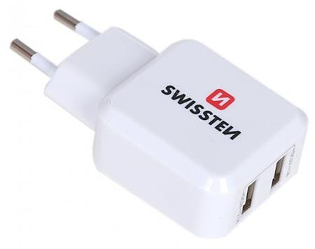 Swissten 2x USB 2.4A power, bílá