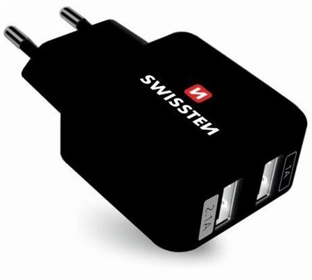 Swissten 2x USB 2.4A power, černá