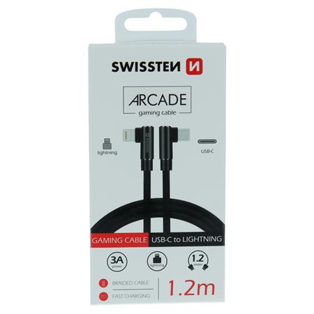 Swissten arcade USB-C / lightning 1,2 m černý