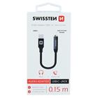 Swissten Audio adaptér textile USB-C/Jack (samice) 0,15 M, černý