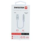 Swissten Audio adaptér textile USB-C/Jack (samice) 0,15 M, stříbrný