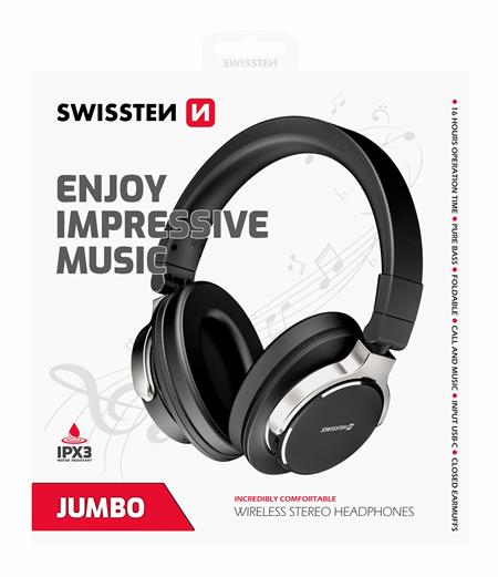 Swissten bluetooth stereo sluchátka jumbo černá