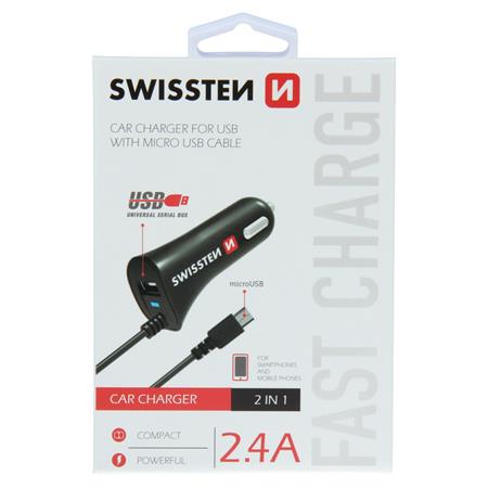 Swissten CL Adapter 2x USB 2.4A power (1x integrované MicroUSB)