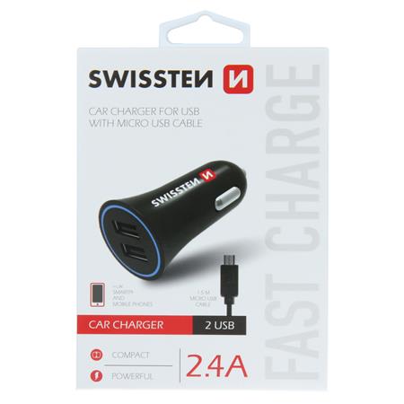 Swissten CL Adapter 2x USB 2.4A power + MicroUSB (1.5m)