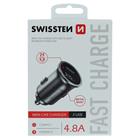 Swissten CL adaptér 2x USB 4,8a metal stříbrný