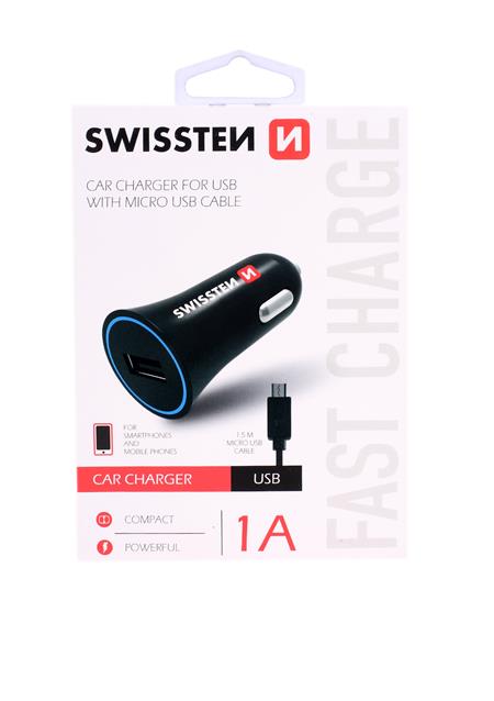 Swissten CL Adapter USB 1A power + MicroUSB (1.5m)